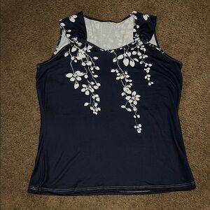 Floral Navy Sleeveless Top